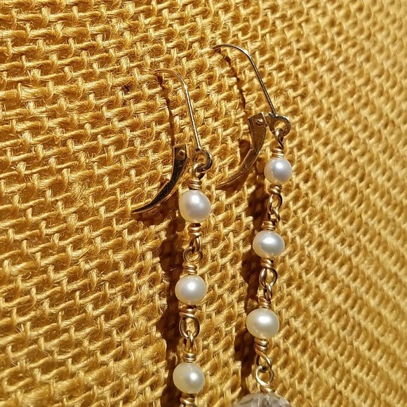 Pearls with Lucite Clear Necklace Earrings Set💋💋 - Picture 4 of 11